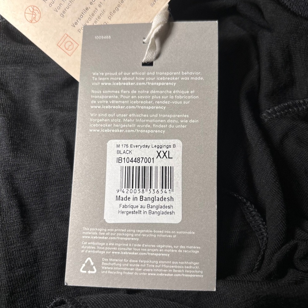 Icebreaker Mens 175 Everyday Leggings Black Merino Wool Base Layer XXL - Picture 8 of 12